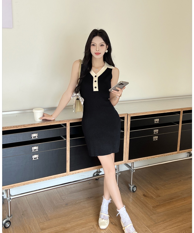 Korean style sleeveless T-back summer temperament dress