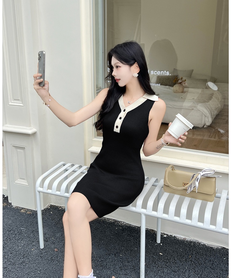 Korean style sleeveless T-back summer temperament dress