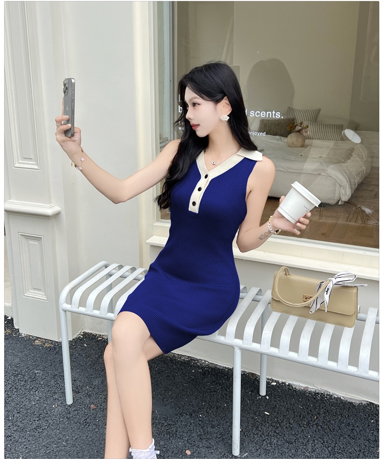 Korean style sleeveless T-back summer temperament dress
