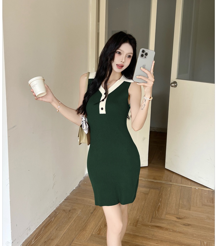 Korean style sleeveless T-back summer temperament dress