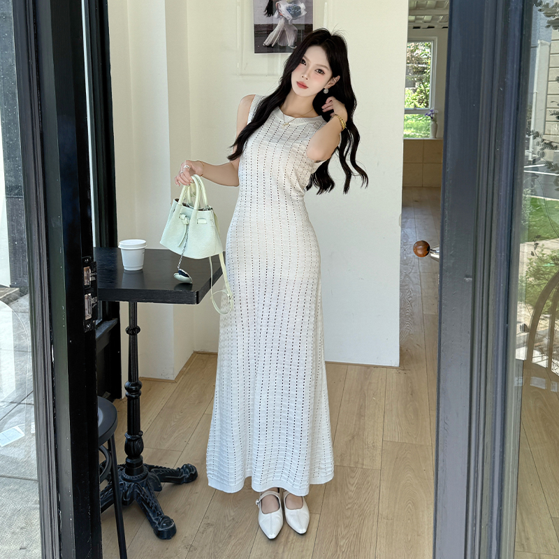 Sandy beach slim long dress knitted smock