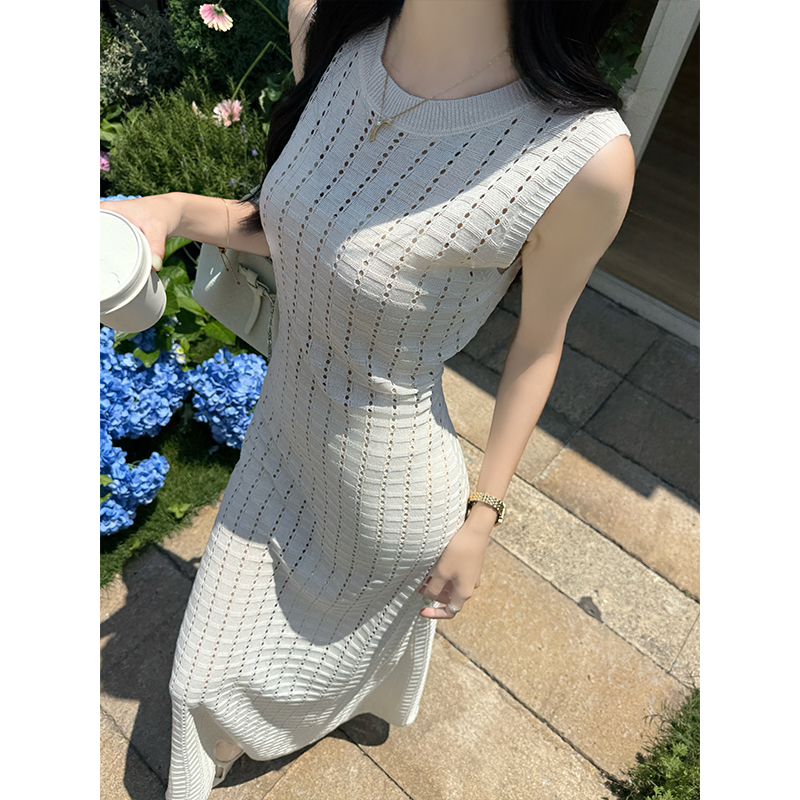 Sandy beach slim long dress knitted smock
