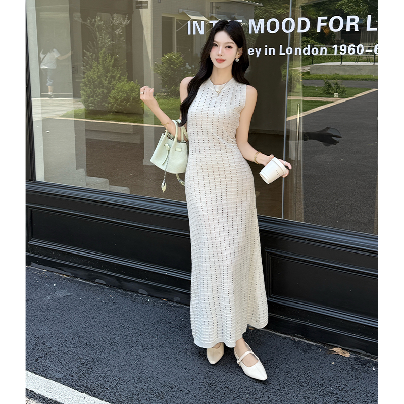 Sandy beach slim long dress knitted smock
