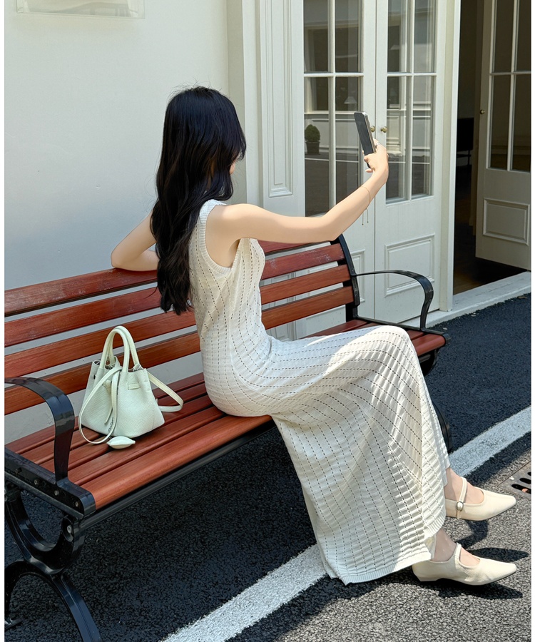 Sandy beach slim long dress knitted smock