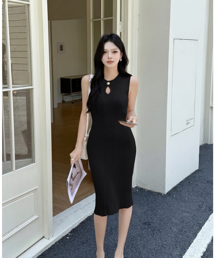 Bottoming long slim sleeveless temperament dress