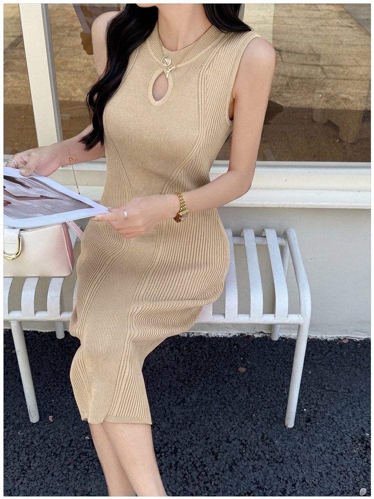 Bottoming long slim sleeveless temperament dress