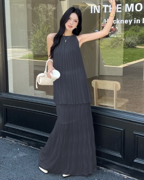 Korean style slim sweater fold long skirt a set