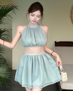 Sleeveless A-line dress halter summer T-back for women
