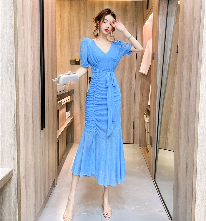Fashion bow formal dress summer package hip long dress