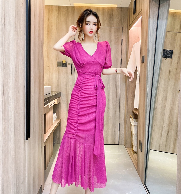 Fashion bow formal dress summer package hip long dress