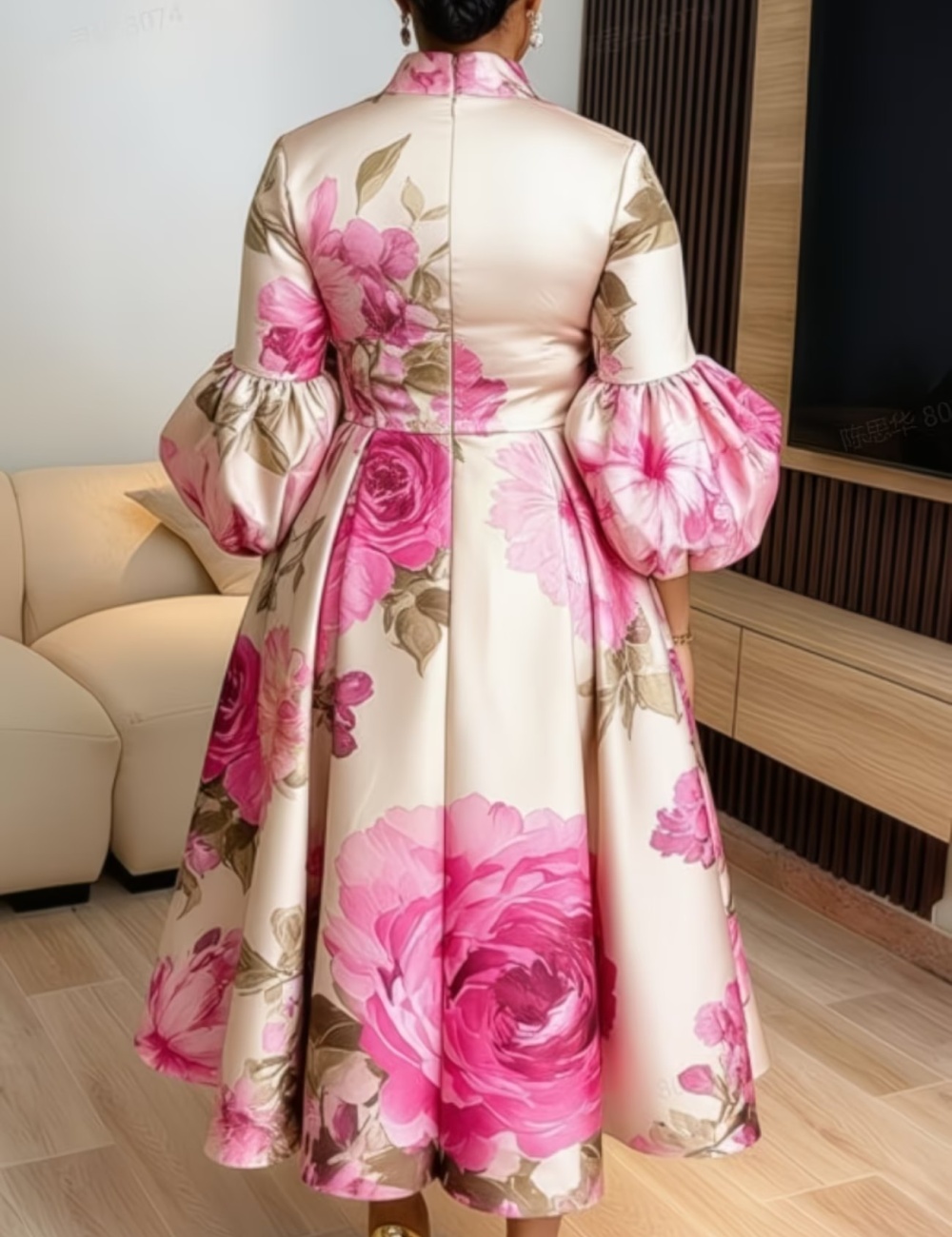Elegant commuting puff sleeve summer dress for women