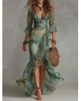 European style vacation dress elegant long dress