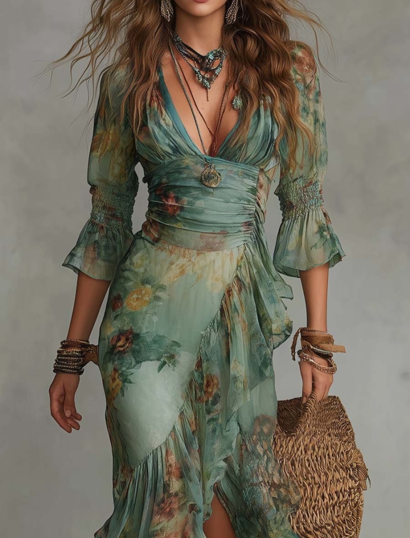 European style vacation dress elegant long dress