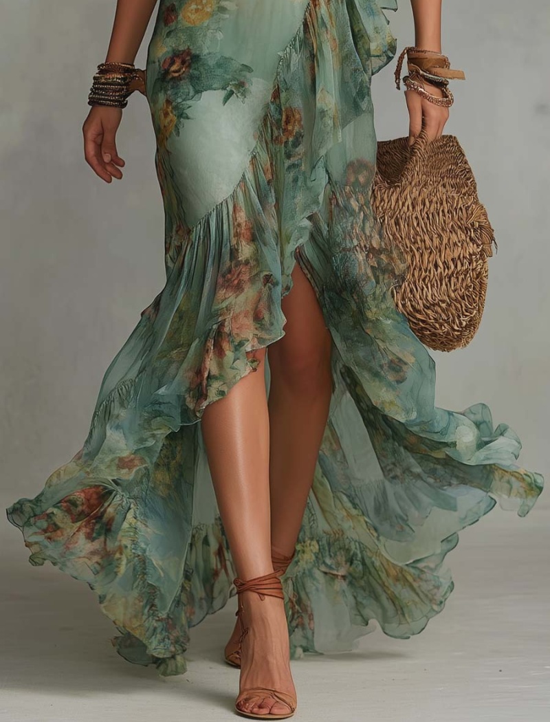 European style vacation dress elegant long dress