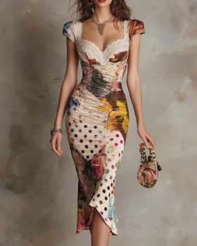 Retro summer dress printing formal dress for women