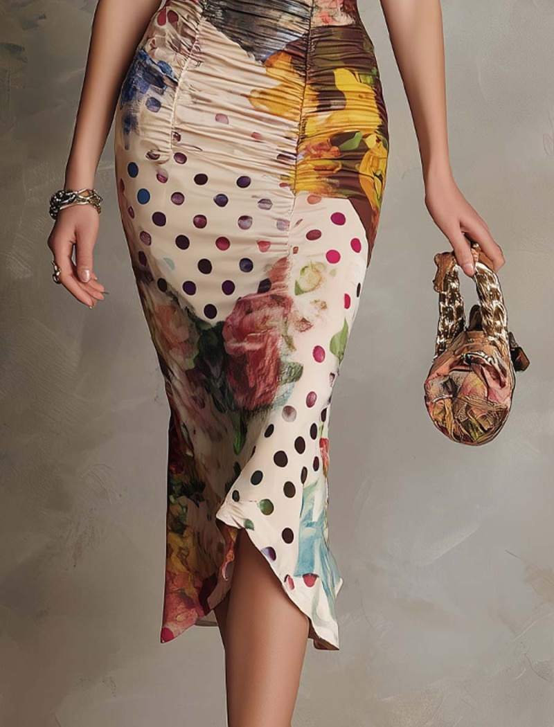 Retro summer dress printing formal dress for women