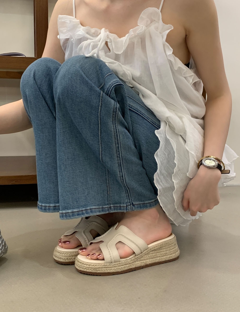 Hemp rope thick crust slipsole summer slippers for women