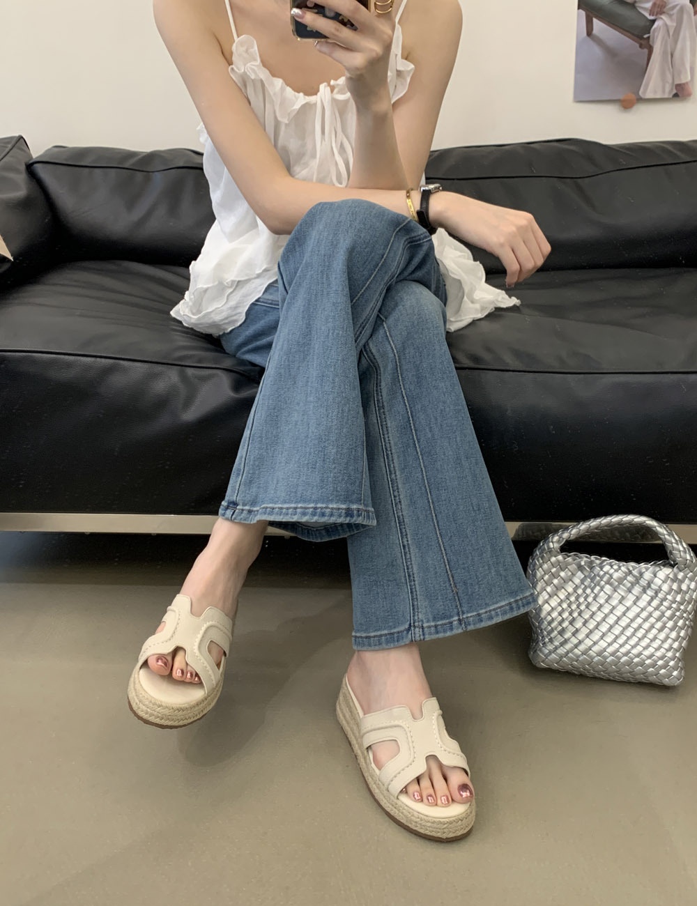 Hemp rope thick crust slipsole summer slippers for women
