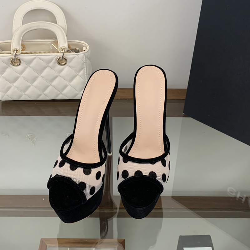 Gauze nightclub platform sexy open toe slippers for women