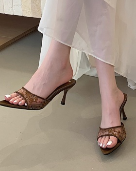 Summer wears outside slippers embroidery sexy stilettos