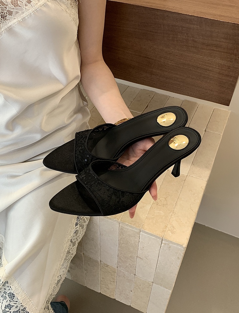 Summer wears outside slippers embroidery sexy stilettos
