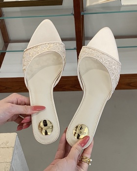Sexy summer slippers embroidery high-heeled shoes