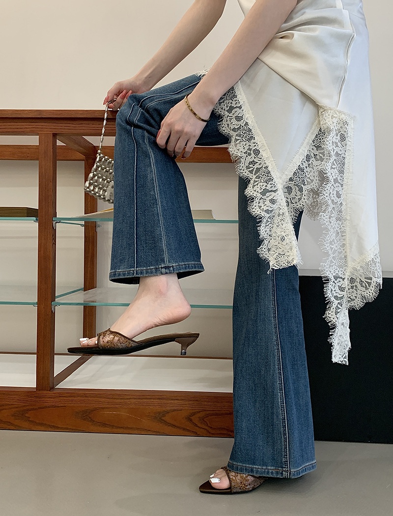 Sexy summer slippers embroidery high-heeled shoes