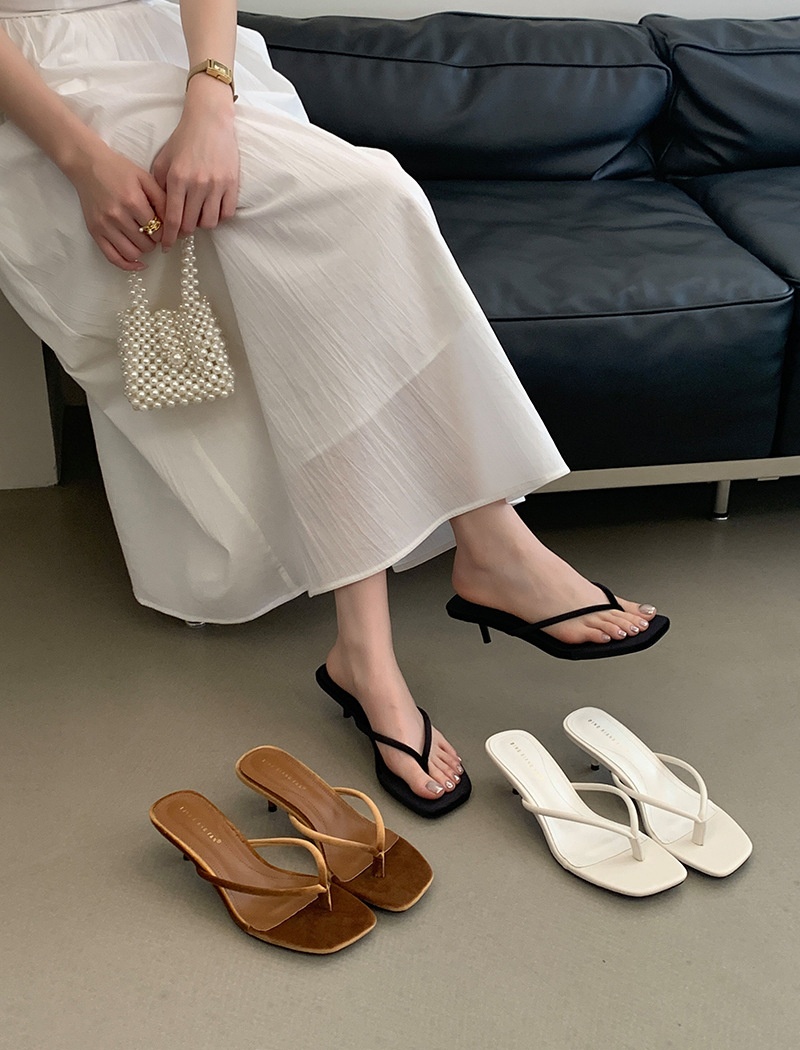 Simple open toe  France style kitten flip-flops