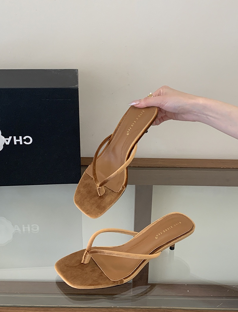 Simple open toe  France style kitten flip-flops