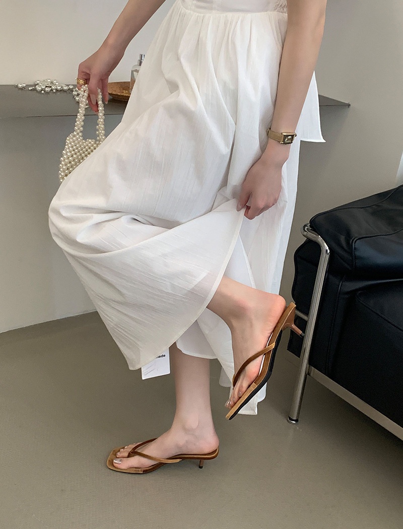 Simple open toe  France style kitten flip-flops