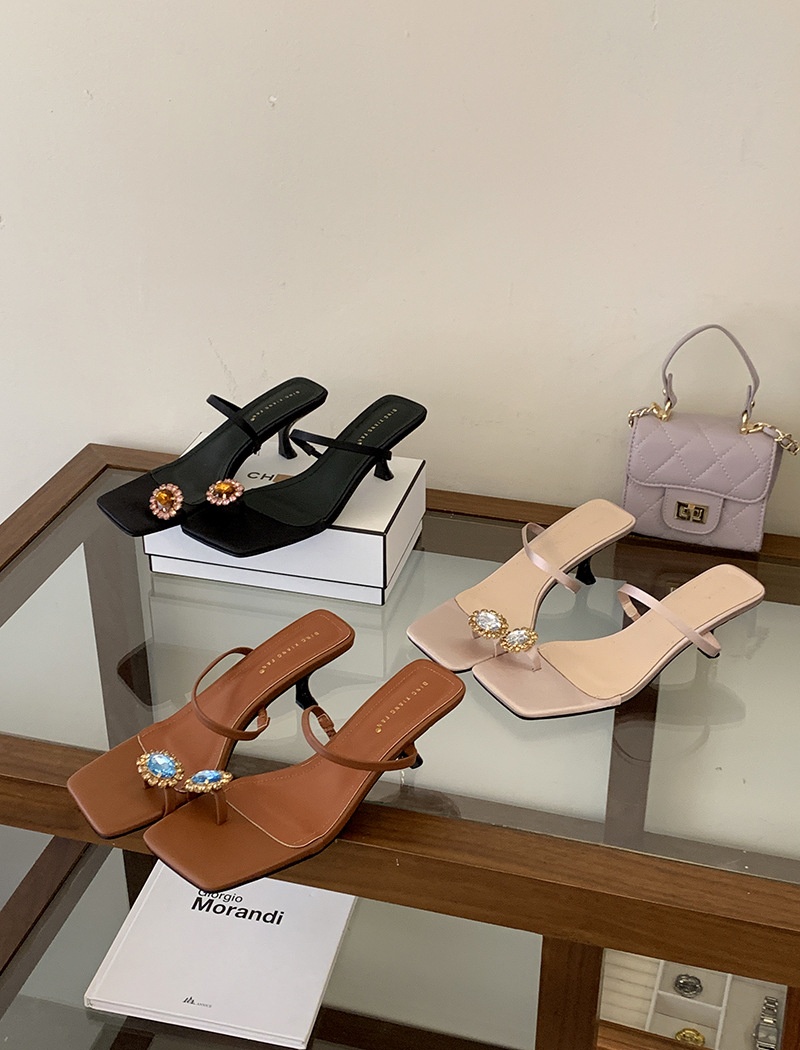 Summer cat slippers light luxury high-heeled shoes