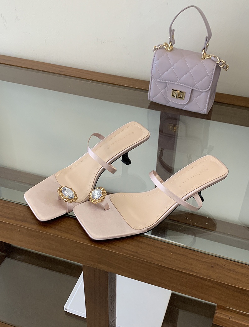 Summer cat slippers light luxury high-heeled shoes