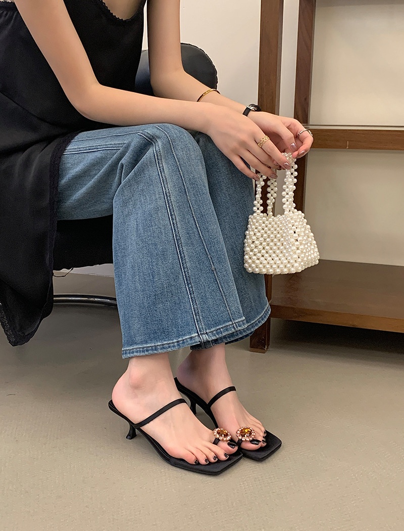 Summer cat slippers light luxury high-heeled shoes