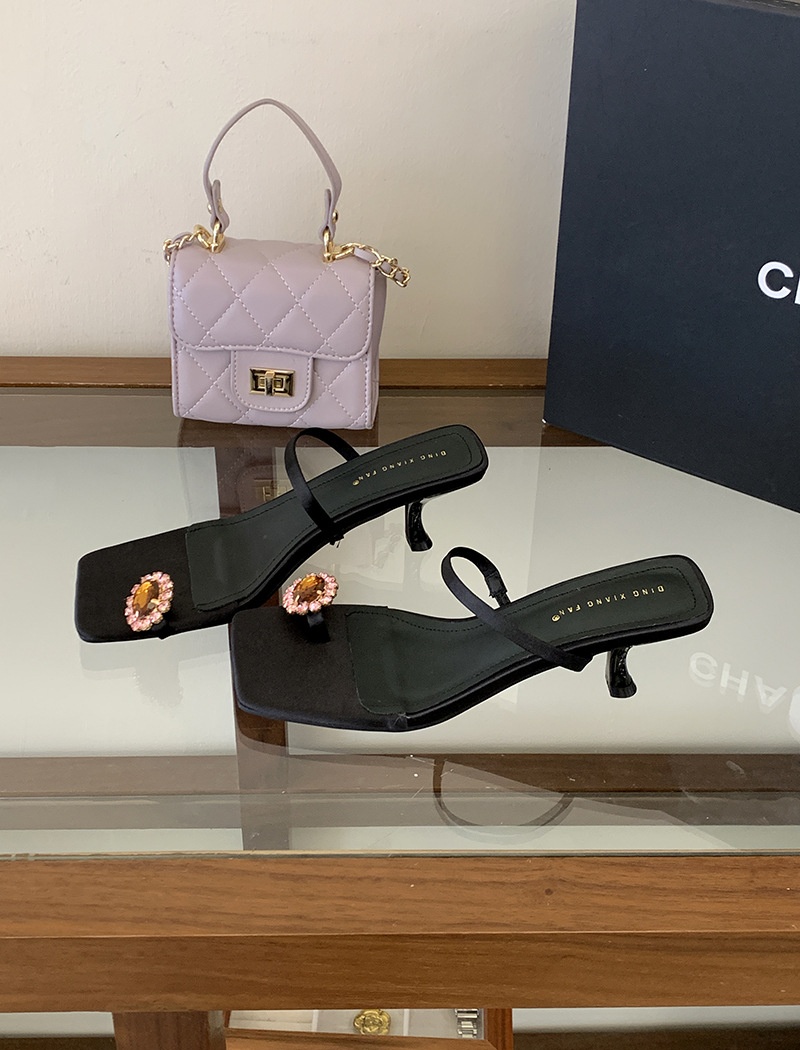 Summer cat slippers light luxury high-heeled shoes