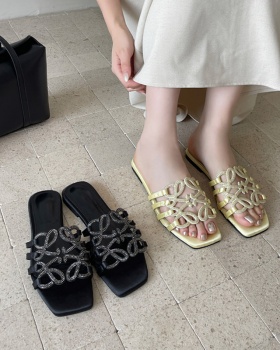 Rhinestone cozy wears outside slippers for women