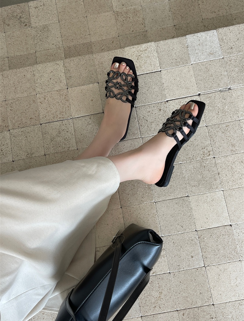 Rhinestone cozy wears outside slippers for women