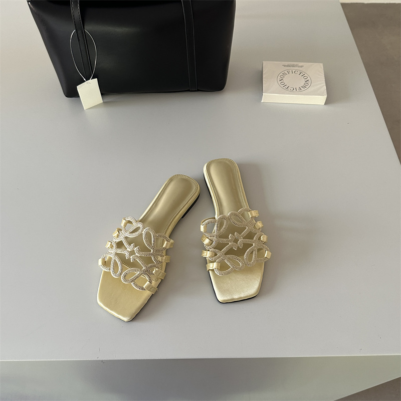 Rhinestone cozy wears outside slippers for women
