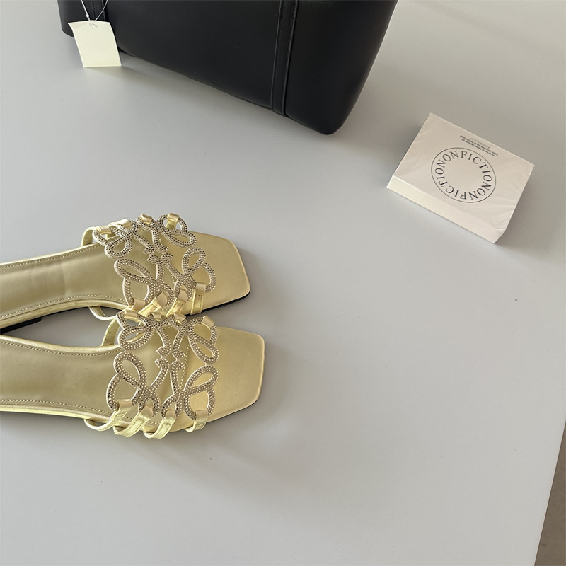 Rhinestone cozy wears outside slippers for women