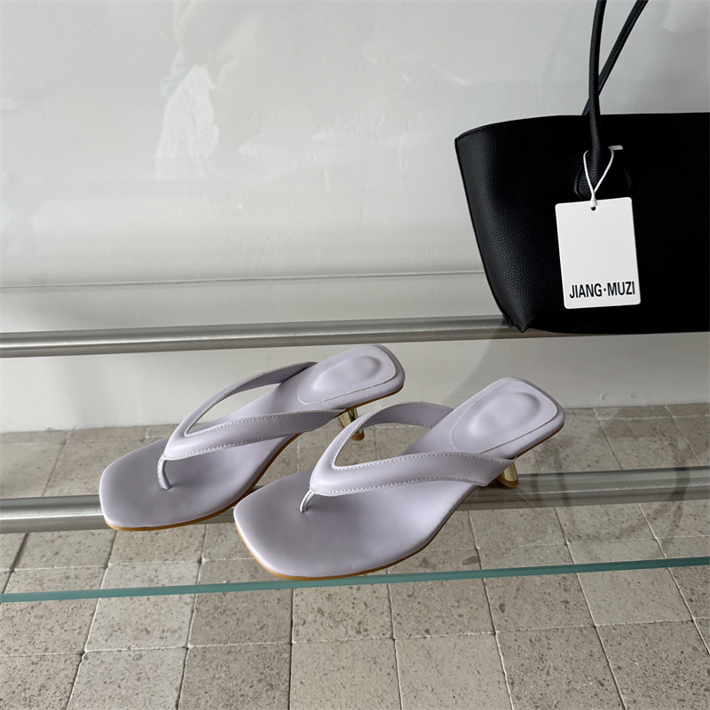 Fashion square head flip-flops pink thick 