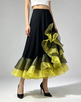 European style mixed colors long skirt elegant skirt for women