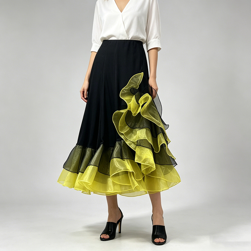 European style mixed colors long skirt elegant skirt for women