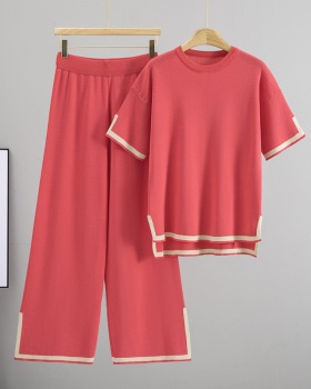 Temperament wide leg pants summer tops 2pcs set for women
