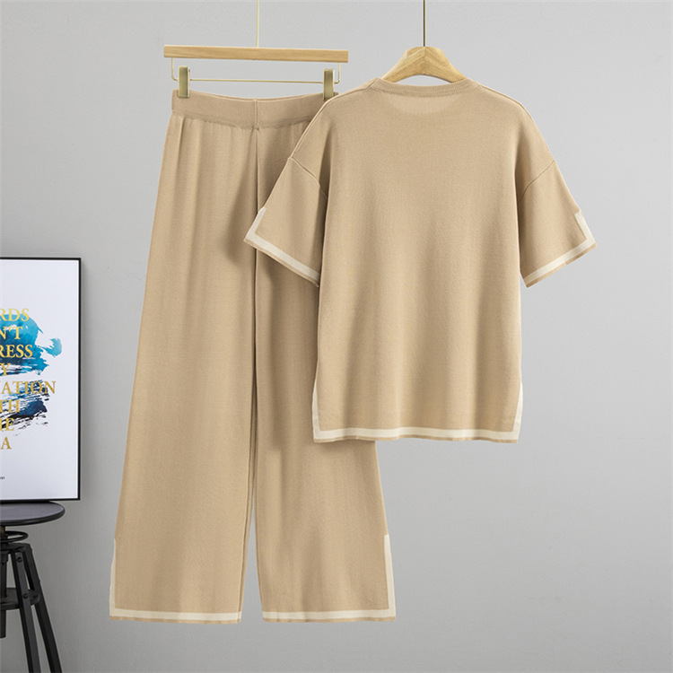 Temperament wide leg pants summer tops 2pcs set for women