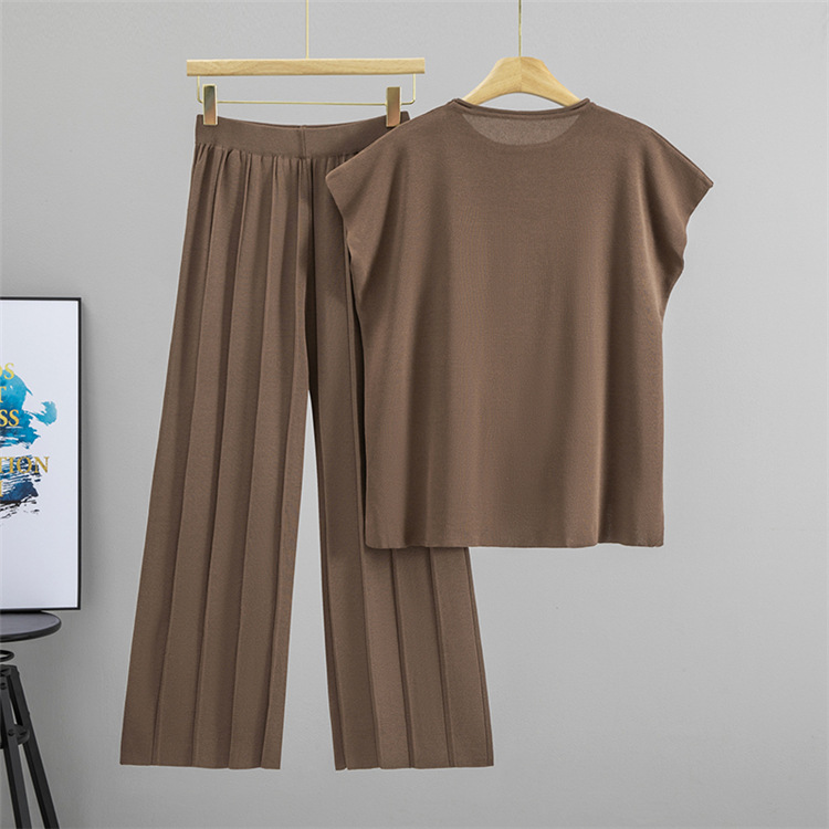 Wide leg pants 2pcs set for women