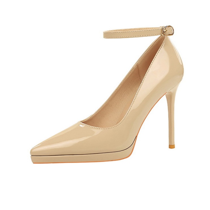 Fine-root patent leather shoes low platform for women