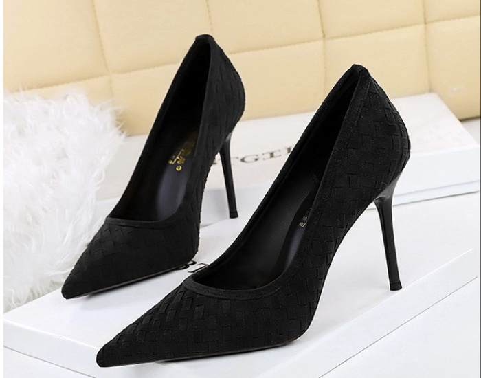Plaid fashion sexy fine-root broadcloth shoes for women