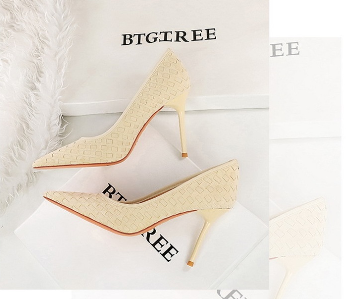 Plaid fashion sexy fine-root broadcloth shoes for women