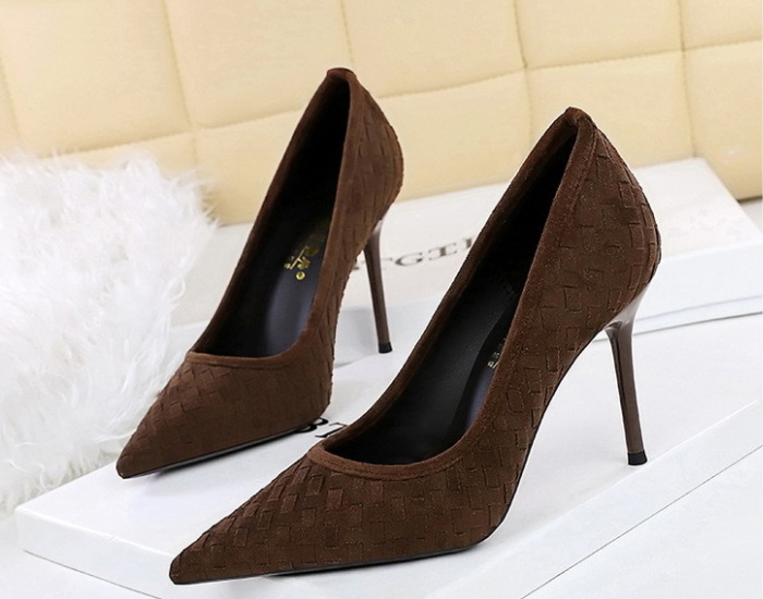 Plaid fashion sexy fine-root broadcloth shoes for women