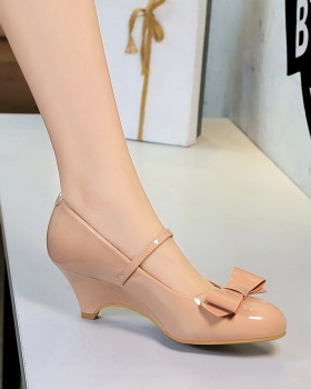 Fashion round elegant sexy slipsole bow shoes for women