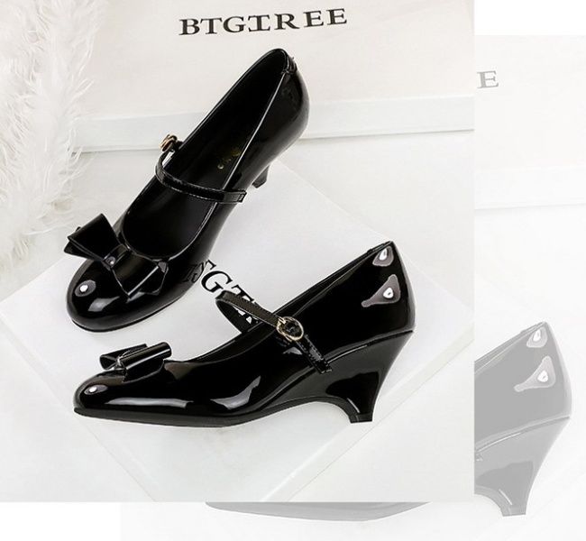 Fashion round elegant sexy slipsole bow shoes for women